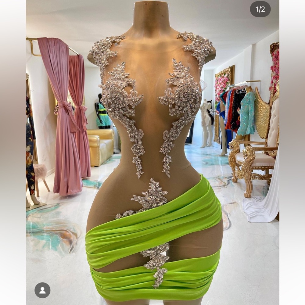 Custom Lexi Dress in Neon Green by JLORRAINEDESIGNS